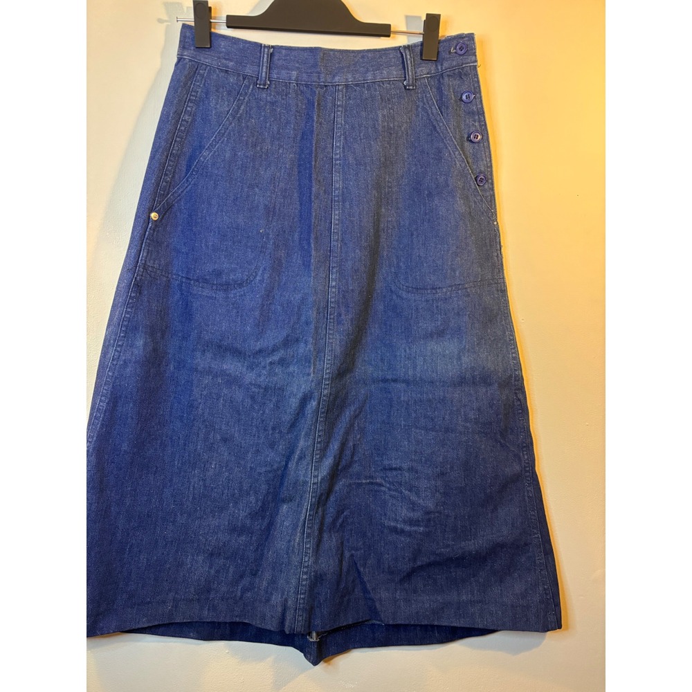 VTG Ralphβ Lauren 80's A Line Midi Denim Skirt 12 Side Button